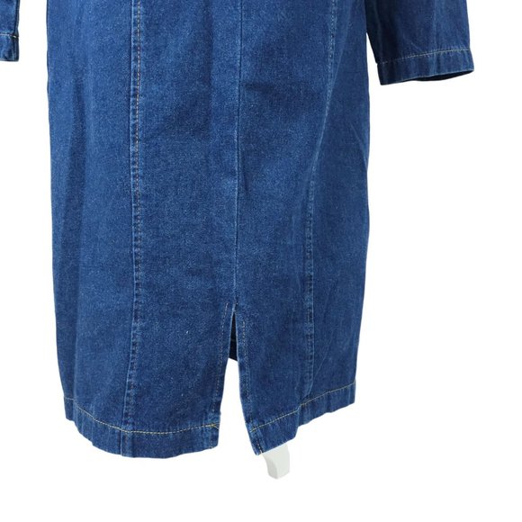 Vintage Denim Dress Modest READ SIZE 13/14 Long Sleeve Y2K 80s 90s Dark Wash - Picture 14 of 16